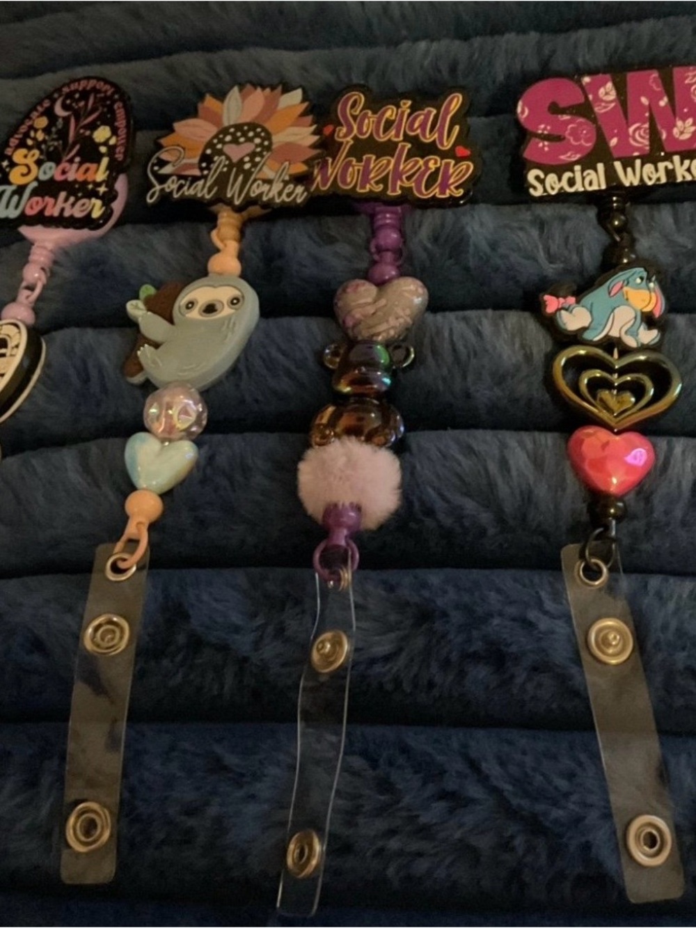 Cute Social Worker Badge Reels with Charms